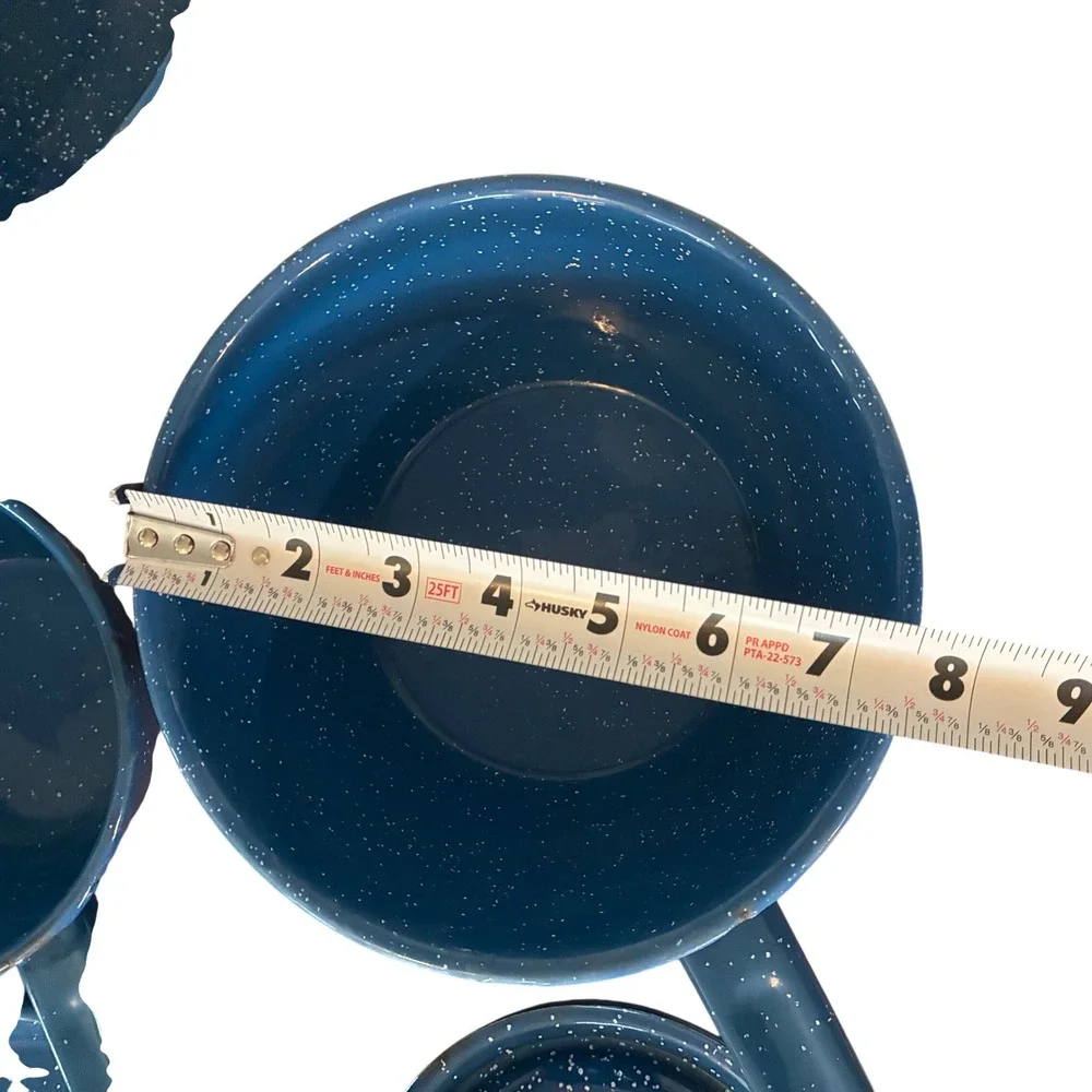Vintage Blue Speckled Enamelware Cookware Set 10 Piece Graniteware Camping Pots